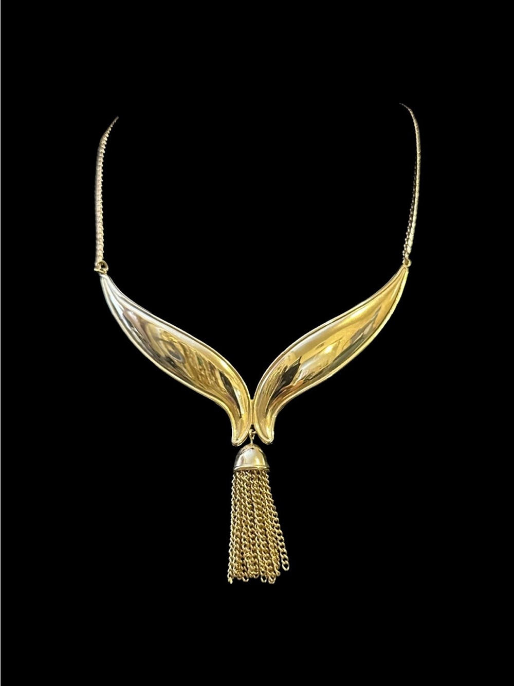 Avon Gold-Tone Winged Pendant Necklace with Tassel